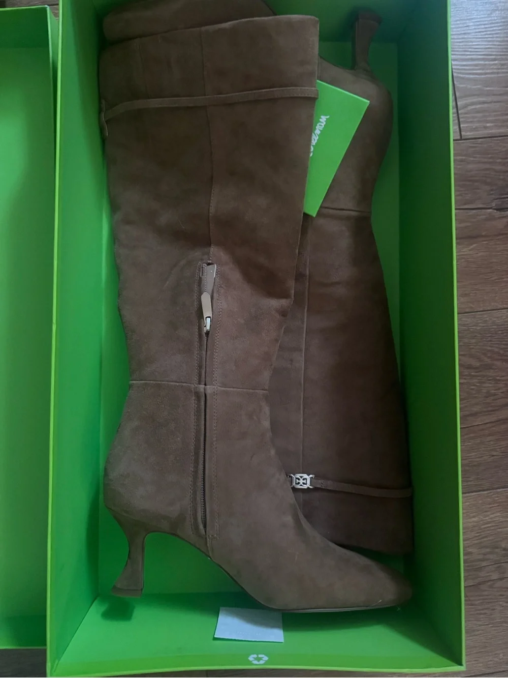Sam Edelman Lyla Suede Taupe Wide Calf Boots 8